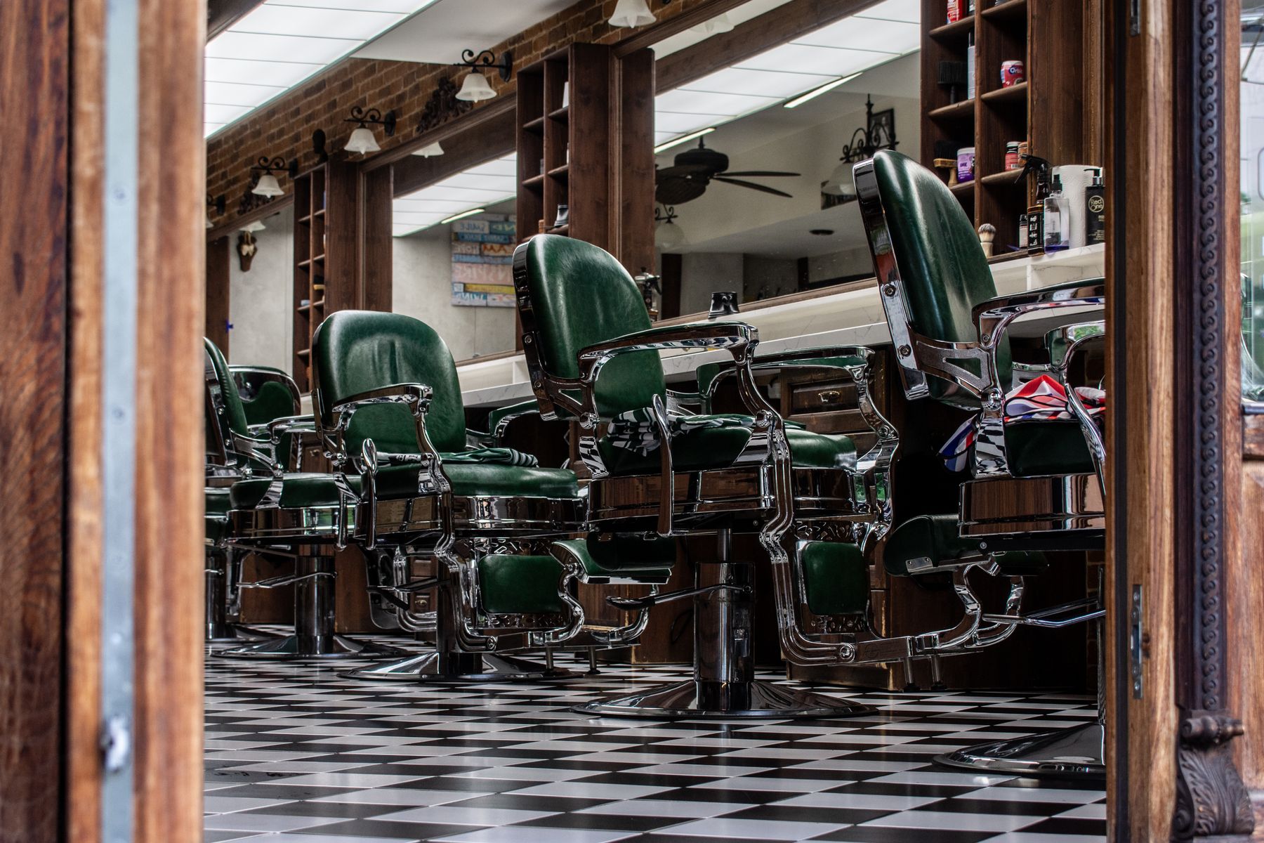 Vintage barber shop with classic chairs